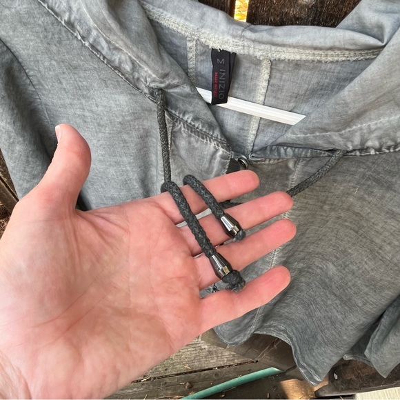 Inizio Lightweight Cotton Button Down Hooded Jacket In Charcoal Sz M - Picture 6 of 11